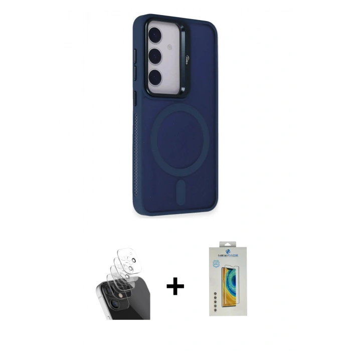 MARSİLYAN™- Galaxy S24 Kılıf Akış Form - Siyah Polymer Nano Ekran Koruyucu + Kamera Lens Koruma Cam - SF