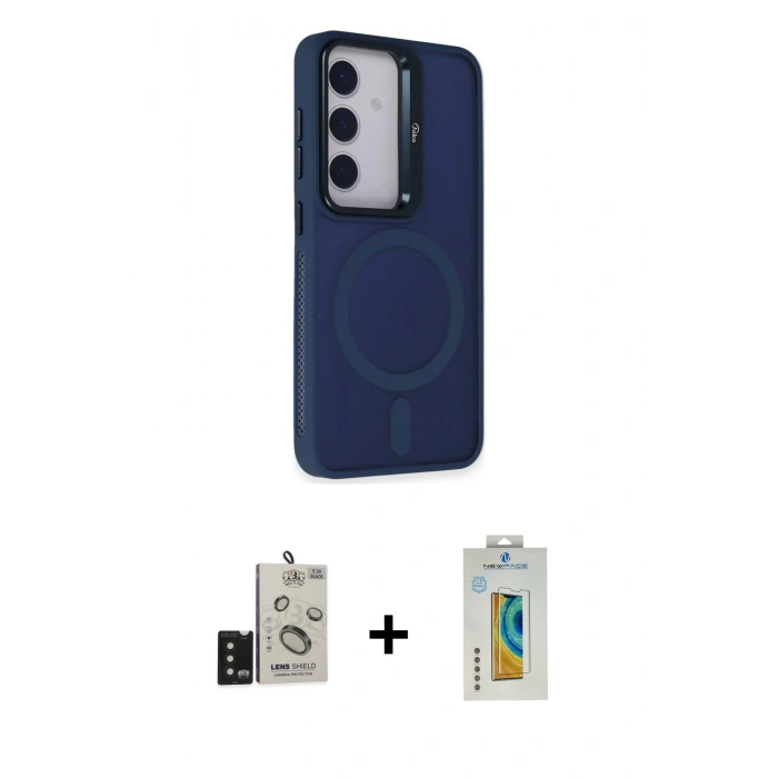 MARSİLYAN™- Galaxy S24 Kılıf Akış Form - Siyah Polymer Nano Ekran Koruyucu + Bilvis Titan Kamera Lens - SH