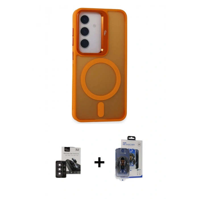 MARSİLYAN™- Galaxy S24 Kılıf Akış Form - Siyah Vanessa Magic Cam + PVD Metal Kamera Lens - DNMR