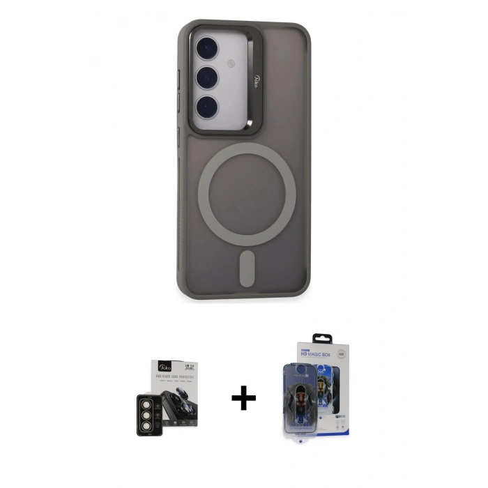 MARSİLYAN™- Galaxy S24 Kılıf Akış Form - Siyah Vanessa Magic Cam + Gold PVD Metal Kamera Lens