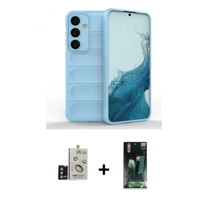 MARSİLYAN™- Galaxy S24 Kılıf Atlas Koleksiyonu - Şeffaf 360 Full Body Arka Koruyucu + Bilvis Titan Kamera Lens - GD