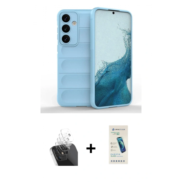 MARSİLYAN™- Galaxy S24 Kılıf Atlas Koleksiyonu - Şeffaf Pasifik Cam Ekran Koruyucu + Kamera Lens Koruma Cam - SF