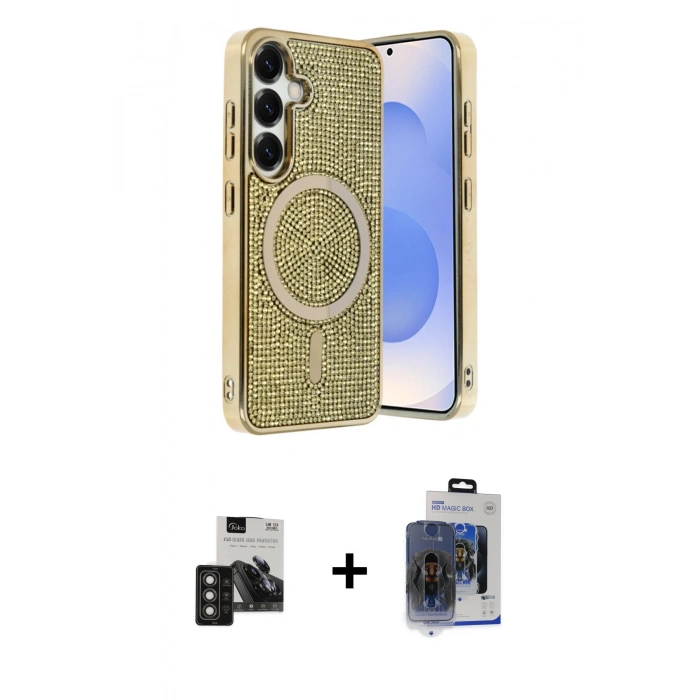 MARSİLYAN™- Galaxy S24 Kılıf Eksen Çizgi - Siyah Vanessa Magic Cam + PVD Metal Kamera Lens - TNGI