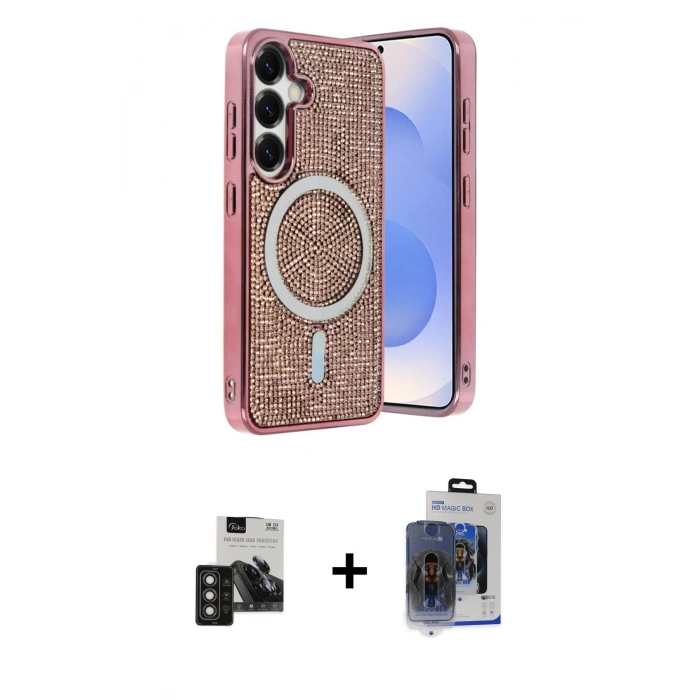 MARSİLYAN™- Galaxy S24 Kılıf Eksen Çizgi - Siyah Vanessa Magic Cam + PVD Metal Kamera Lens - TNGI