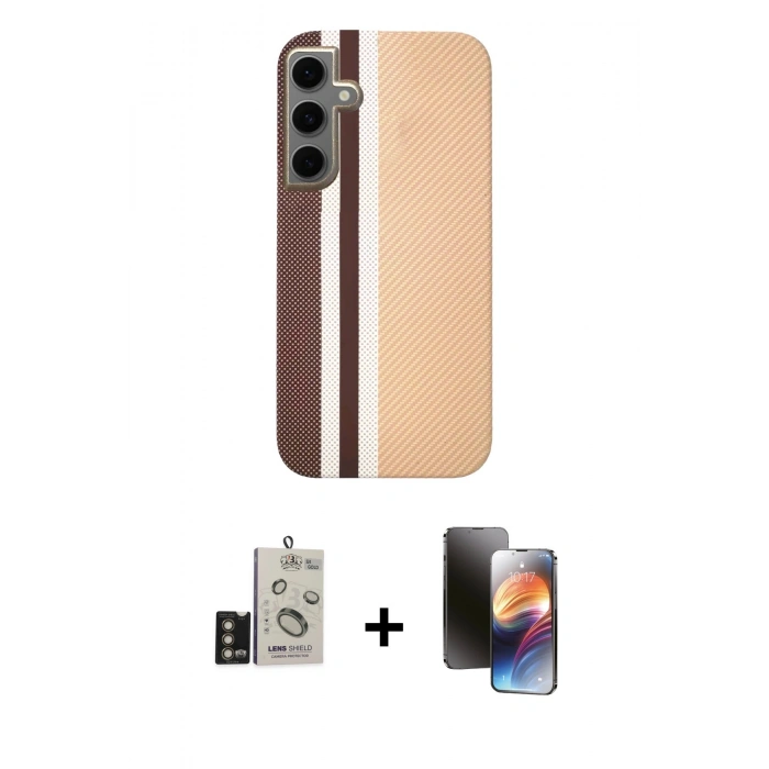 MARSİLYAN™- Galaxy S24 Kılıf Eksen Prime - Siyah 3D Antistatik Mat Seramik Nano Ekran Koruyucu + Bilvis Titan Kamera Lens - GD