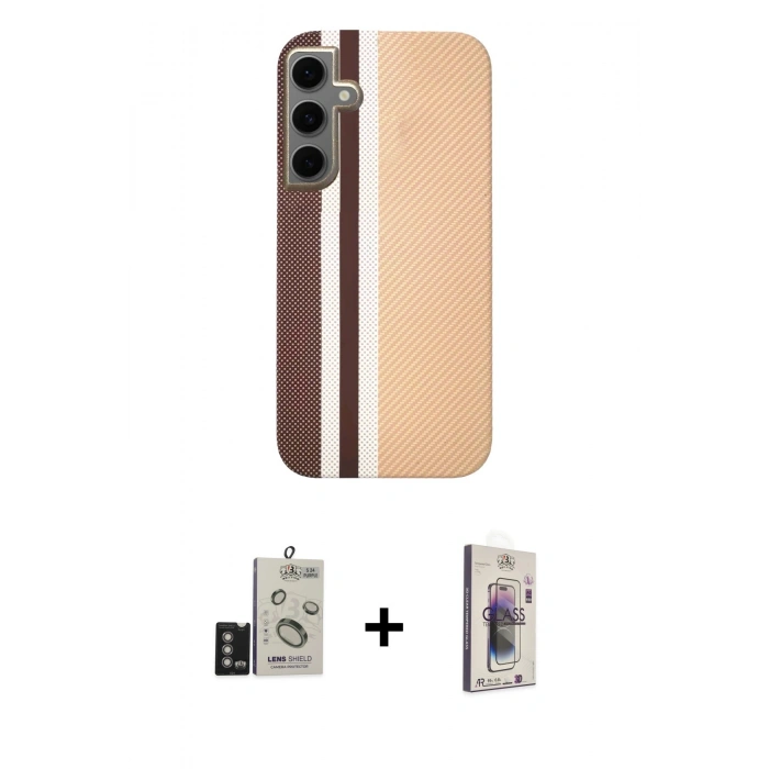 MARSİLYAN™- Galaxy S24 Kılıf Eksen Prime - Siyah Bilvis 3D Cam Ekran Koruyucu + Bilvis Titan Kamera Lens - DNMR