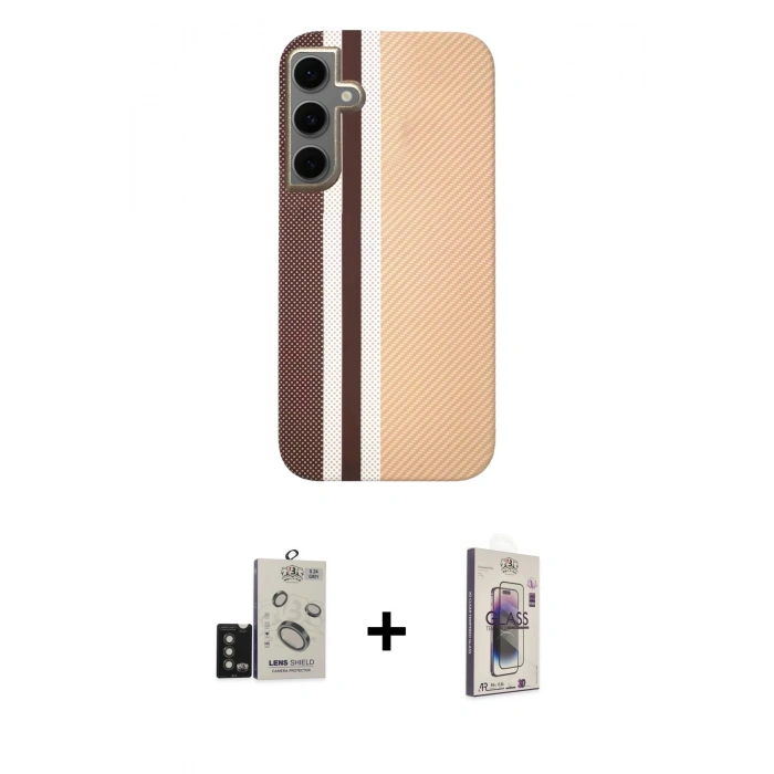 MARSİLYAN™- Galaxy S24 Kılıf Eksen Prime - Siyah Bilvis 3D Cam Ekran Koruyucu + Bilvis Titan Kamera Lens - TMGI