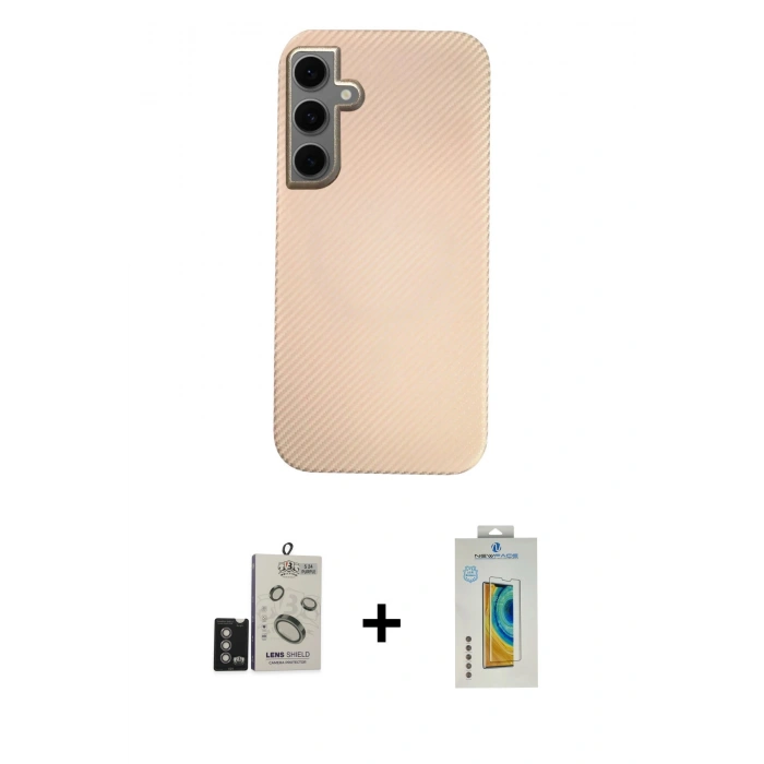 MARSİLYAN™- Galaxy S24 Kılıf Eksen Prime - Siyah Polymer Nano Ekran Koruyucu + Bilvis Titan Kamera Lens - DNMR