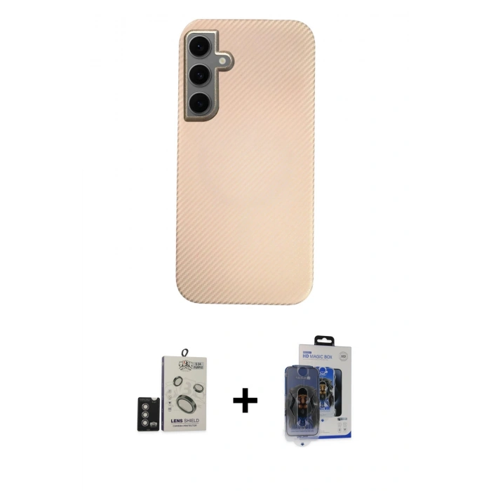 MARSİLYAN™- Galaxy S24 Kılıf Eksen Prime - Siyah Vanessa Magic Cam + Bilvis Titan Kamera Lens - DNMR