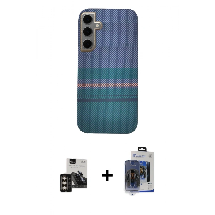 MARSİLYAN™- Galaxy S24 Kılıf Eksen Prime - Siyah Vanessa Magic Cam + Gold PVD Metal Kamera Lens