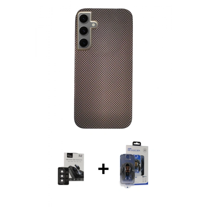 MARSİLYAN™- Galaxy S24 Kılıf Eksen Prime - Siyah Vanessa Magic Cam + PVD Metal Kamera Lens - DNMR
