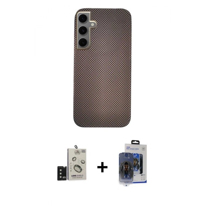 MARSİLYAN™- Galaxy S24 Kılıf Eksen Prime - Siyah Vanessa Magic Cam + Siyah Bilvis Titan Kamera Lens