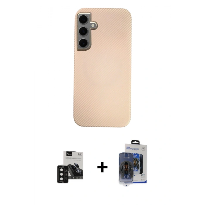 MARSİLYAN™- Galaxy S24 Kılıf Eksen Prime - Siyah Vanessa Magic Cam + PVD Metal Kamera Lens - SH