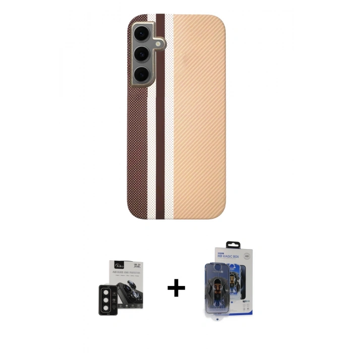 MARSİLYAN™- Galaxy S24 Kılıf Eksen Prime - Siyah Vanessa Magic Cam + PVD Metal Kamera Lens - SH