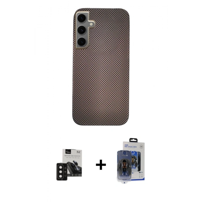 MARSİLYAN™- Galaxy S24 Kılıf Eksen Prime - Siyah Vanessa Magic Cam + PVD Metal Kamera Lens - SH