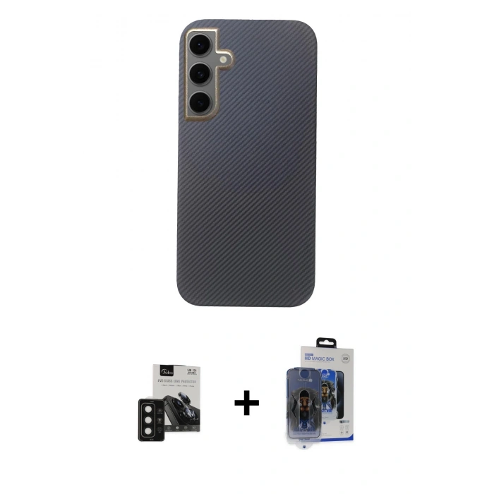 MARSİLYAN™- Galaxy S24 Kılıf Eksen Prime - Siyah Vanessa Magic Cam + PVD Metal Kamera Lens - SH