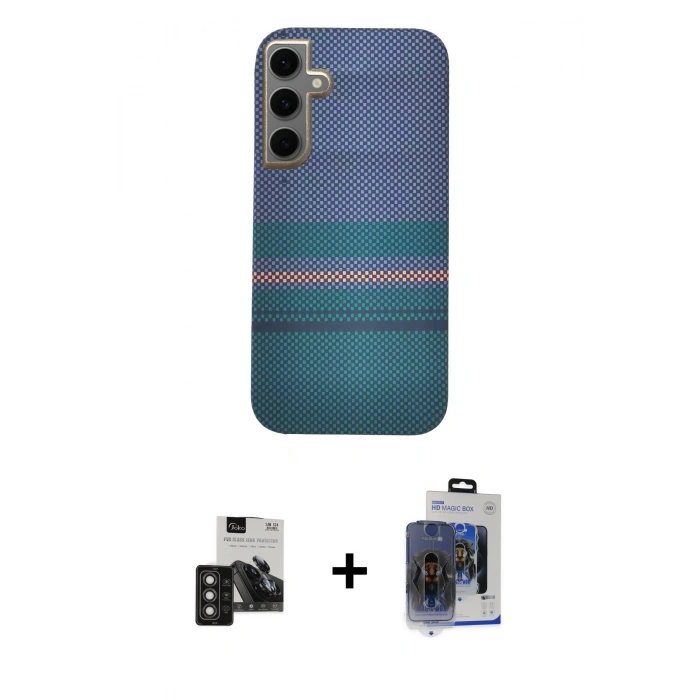 MARSİLYAN™- Galaxy S24 Kılıf Eksen Prime - Siyah Vanessa Magic Cam + PVD Metal Kamera Lens - TNGI