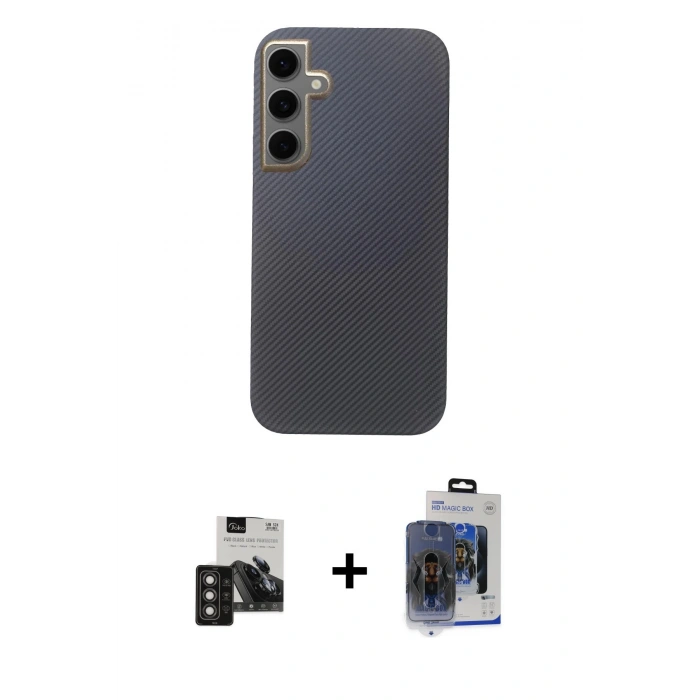 MARSİLYAN™- Galaxy S24 Kılıf Eksen Prime - Siyah Vanessa Magic Cam + PVD Metal Kamera Lens - TNGI