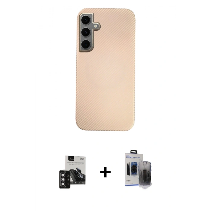 MARSİLYAN™- Galaxy S24 Kılıf Eksen Prime - Siyah Vanessa Magic Hayalet Cam + PVD Metal Kamera Lens - DNMR