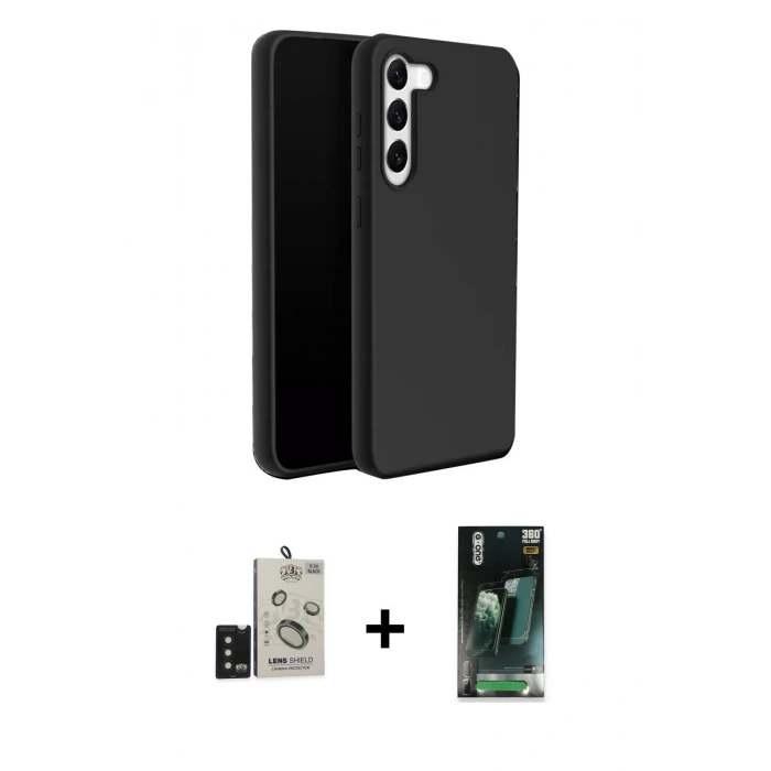 MARSİLYAN™- Galaxy S24 Kılıf Kozmos Yansıma Özel Seri - Şeffaf 360 Full Body Arka Koruyucu + Bilvis Titan Kamera Lens - SH