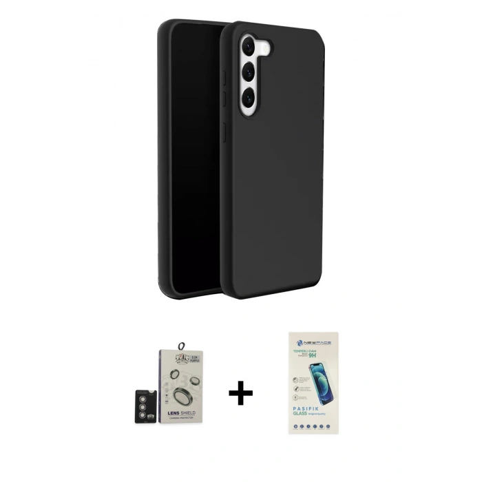 MARSİLYAN™- Galaxy S24 Kılıf Kozmos Yansıma Özel Seri - Şeffaf Pasifik Cam Ekran Koruyucu + Bilvis Titan Kamera Lens - DNMR
