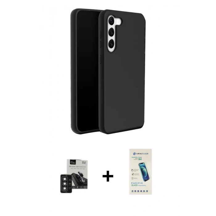 MARSİLYAN™- Galaxy S24 Kılıf Kozmos Yansıma Özel Seri - Şeffaf Pasifik Cam Ekran Koruyucu + PVD Metal Kamera Lens - DNMR