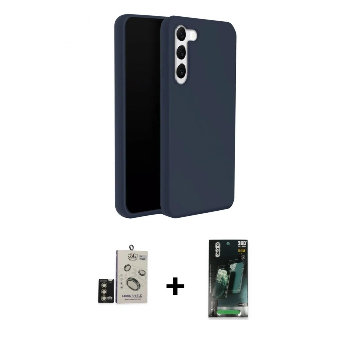 MARSİLYAN™- Galaxy S24 Kılıf Kozmos Yansıma Özel Seri - Siyah 360 Mat Full Body Arka Koruyucu + Bilvis Titan Kamera Lens - GD