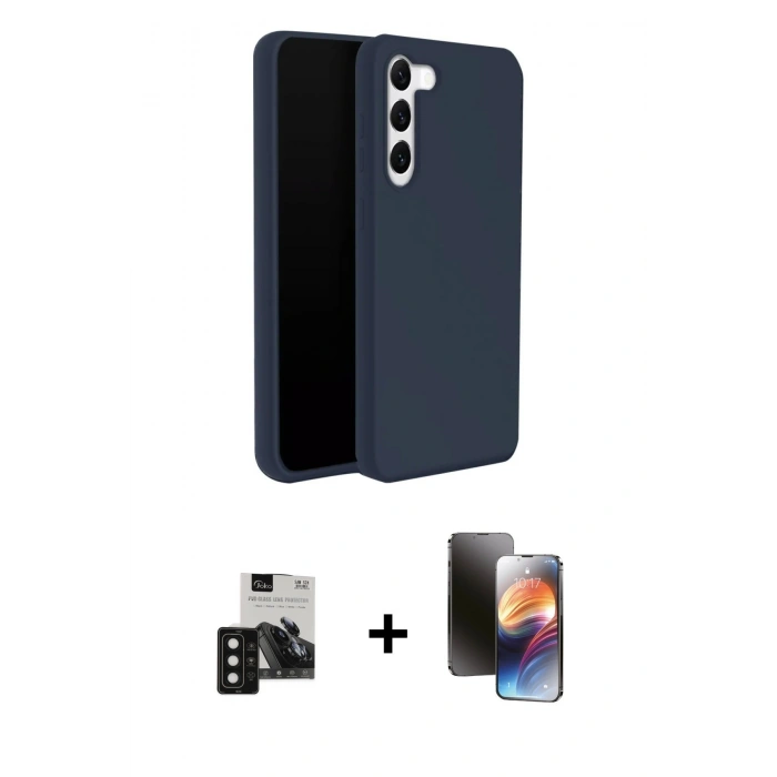 MARSİLYAN™- Galaxy S24 Kılıf Kozmos Yansıma Özel Seri - Siyah 3D Antistatik Mat Seramik Nano Ekran Koruyucu + PVD Metal Kamera Lens - SH