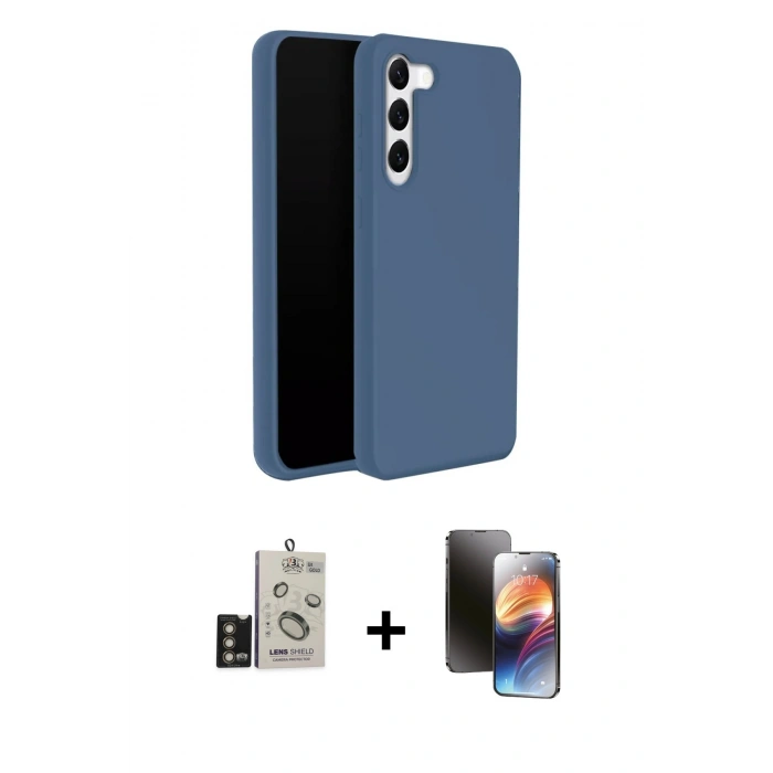 MARSİLYAN™- Galaxy S24 Kılıf Kozmos Yansıma Özel Seri - Siyah 3D Antistatik Mat Seramik Nano Ekran Koruyucu + Bilvis Titan Kamera Lens - GD