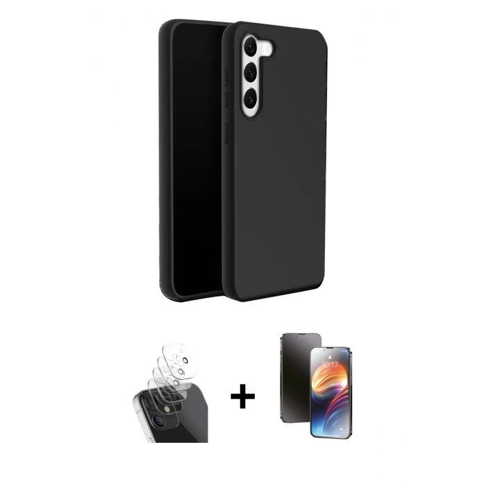 MARSİLYAN™- Galaxy S24 Kılıf Kozmos Yansıma Özel Seri - Siyah 3D Antistatik Mat Seramik Nano Ekran Koruyucu + Kamera Lens Koruma Cam - SF