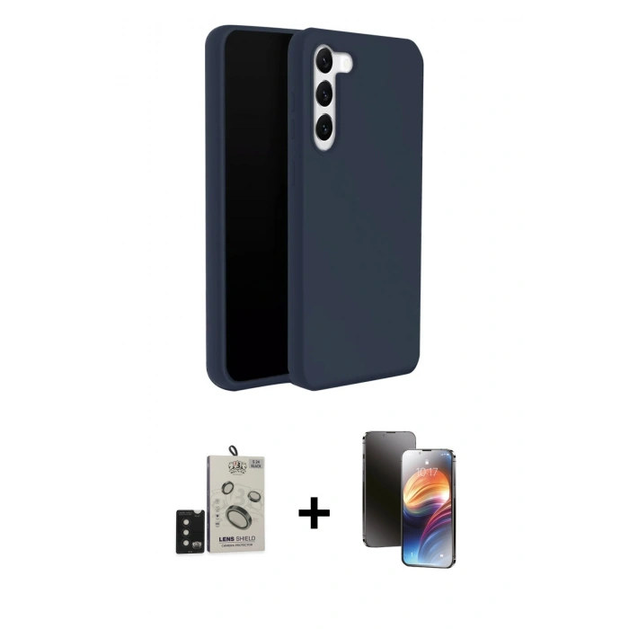 MARSİLYAN™- Galaxy S24 Kılıf Kozmos Yansıma Özel Seri - Siyah 3D Antistatik Mat Seramik Nano Ekran Koruyucu + Bilvis Titan Kamera Lens - SH
