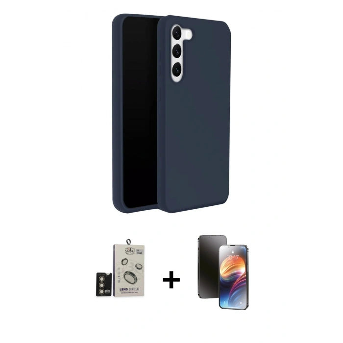 MARSİLYAN™- Galaxy S24 Kılıf Kozmos Yansıma Özel Seri - Siyah 3D Antistatik Mat Seramik Nano Ekran Koruyucu + Bilvis Titan Kamera Lens - GD