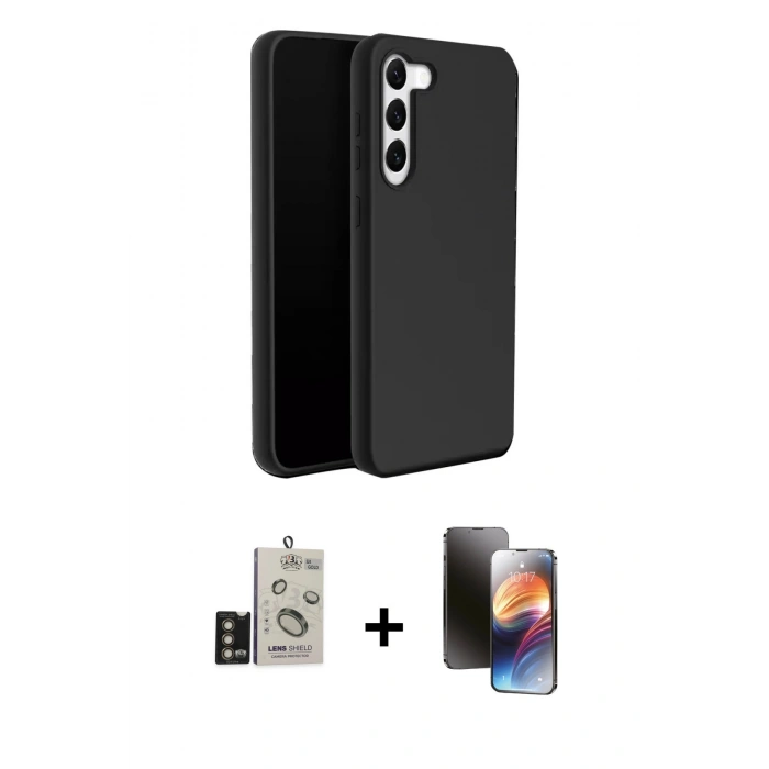 MARSİLYAN™- Galaxy S24 Kılıf Kozmos Yansıma Özel Seri - Siyah 3D Antistatik Mat Seramik Nano Ekran Koruyucu + Bilvis Titan Kamera Lens - GD