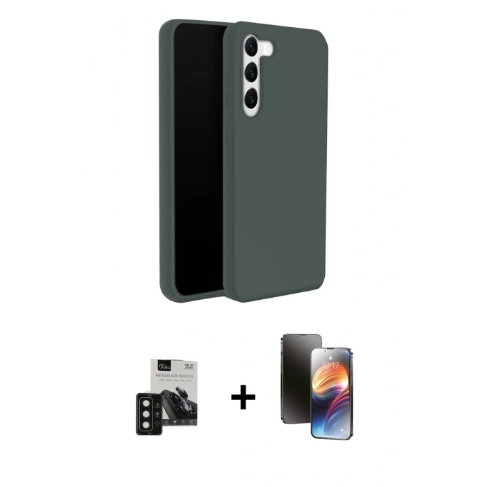 MARSİLYAN™- Galaxy S24 Kılıf Kozmos Yansıma Özel Seri - Siyah 3D Antistatik Mat Seramik Nano Ekran Koruyucu + PVD Metal Kamera Lens - SH