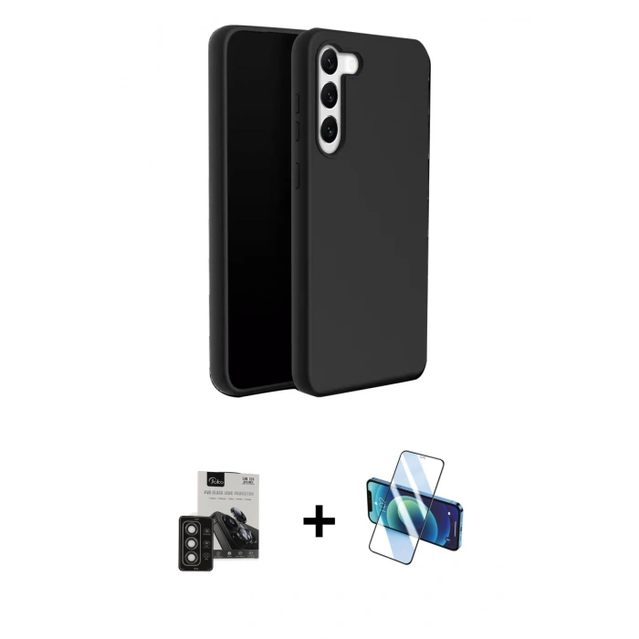 MARSİLYAN™- Galaxy S24 Kılıf Kozmos Yansıma Özel Seri - Siyah 3D Antistatik Seramik Nano Ekran Koruyucu + PVD Metal Kamera Lens - TNGI