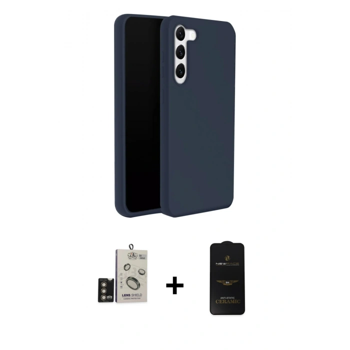 MARSİLYAN™- Galaxy S24 Kılıf Kozmos Yansıma Özel Seri - Siyah 6D Antistatik Mat Seramik Hayalet Nano Ekran Koruyucu + Bilvis Titan Kamera Lens - GD