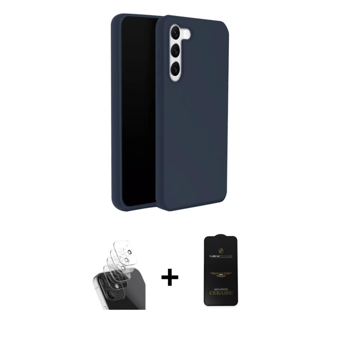 MARSİLYAN™- Galaxy S24 Kılıf Kozmos Yansıma Özel Seri - Siyah 6D Antistatik Mat Seramik Hayalet Nano Ekran Koruyucu + Kamera Lens Koruma Cam - SF