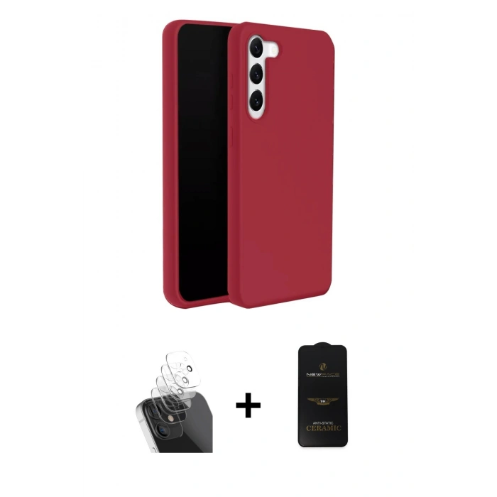 MARSİLYAN™- Galaxy S24 Kılıf Kozmos Yansıma Özel Seri - Siyah 6D Antistatik Mat Seramik Hayalet Nano Ekran Koruyucu + Kamera Lens Koruma Cam - SF