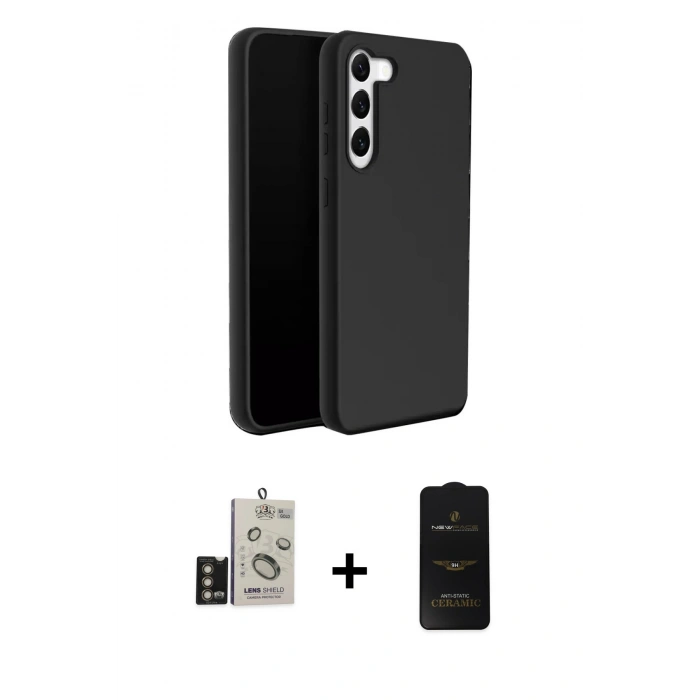 MARSİLYAN™- Galaxy S24 Kılıf Kozmos Yansıma Özel Seri - Siyah 6D Antistatik Mat Seramik Hayalet Nano Ekran Koruyucu + Bilvis Titan Kamera Lens - GD