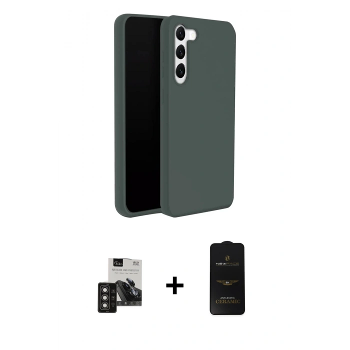 MARSİLYAN™- Galaxy S24 Kılıf Kozmos Yansıma Özel Seri - Siyah 6D Antistatik Mat Seramik Hayalet Nano Ekran Koruyucu + PVD Metal Kamera Lens - TNGI