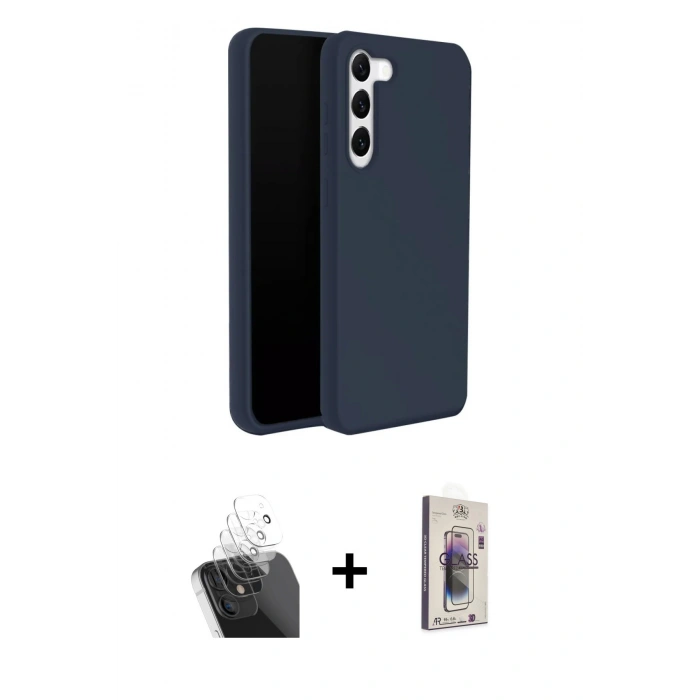 MARSİLYAN™- Galaxy S24 Kılıf Kozmos Yansıma Özel Seri - Siyah Bilvis 3D Cam Ekran Koruyucu + Kamera Lens Koruma Cam - SF