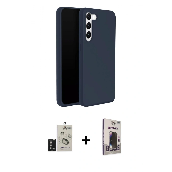 MARSİLYAN™- Galaxy S24 Kılıf Kozmos Yansıma Özel Seri - Siyah Bilvis Hayalet Cam Ekran Koruyucu + Bilvis Titan Kamera Lens - DNMR