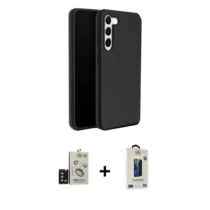MARSİLYAN™- Galaxy S24 Kılıf Kozmos Yansıma Özel Seri - Siyah Bilvis Hayalet Cam Ekran Koruyucu + Bilvis Titan Kamera Lens - TMGI
