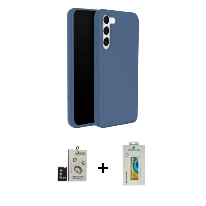 MARSİLYAN™- Galaxy S24 Kılıf Kozmos Yansıma Özel Seri - Siyah Polymer Nano Ekran Koruyucu + Derin Mor Bilvis Titan Kamera Lens