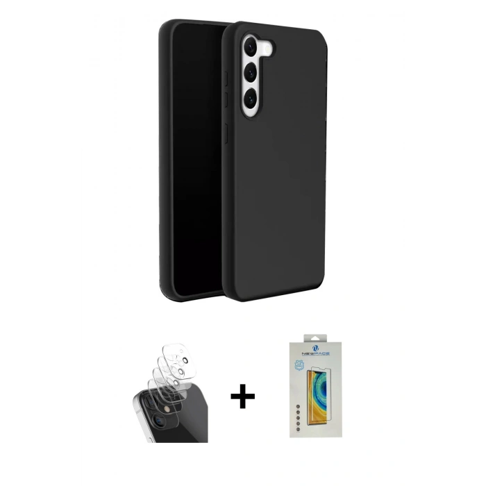 MARSİLYAN™- Galaxy S24 Kılıf Kozmos Yansıma Özel Seri - Siyah Polymer Nano Ekran Koruyucu + Kamera Lens Koruma Cam - SF