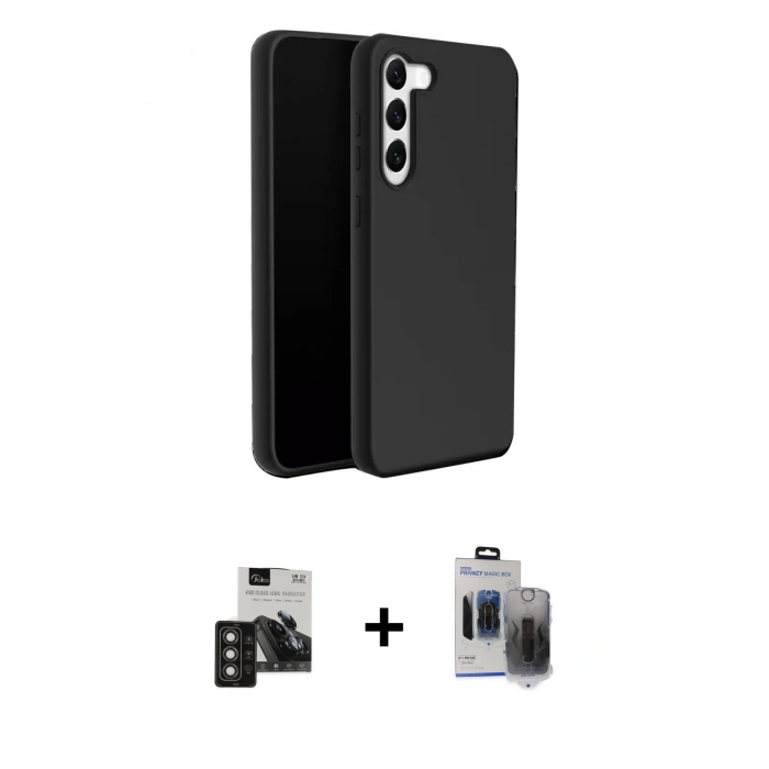 MARSİLYAN™- Galaxy S24 Kılıf Kozmos Yansıma Özel Seri - Siyah Vanessa Magic Hayalet Cam + PVD Metal Kamera Lens - TNGI