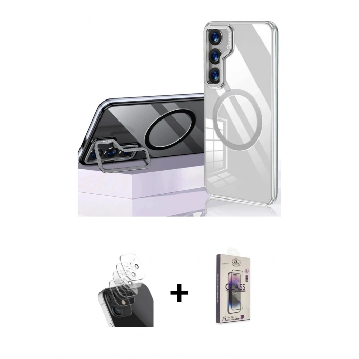 MARSİLYAN™- Galaxy S24 Kılıf Nova Doku - Siyah Bilvis 3D Cam Ekran Koruyucu + Kamera Lens Koruma Cam - SF