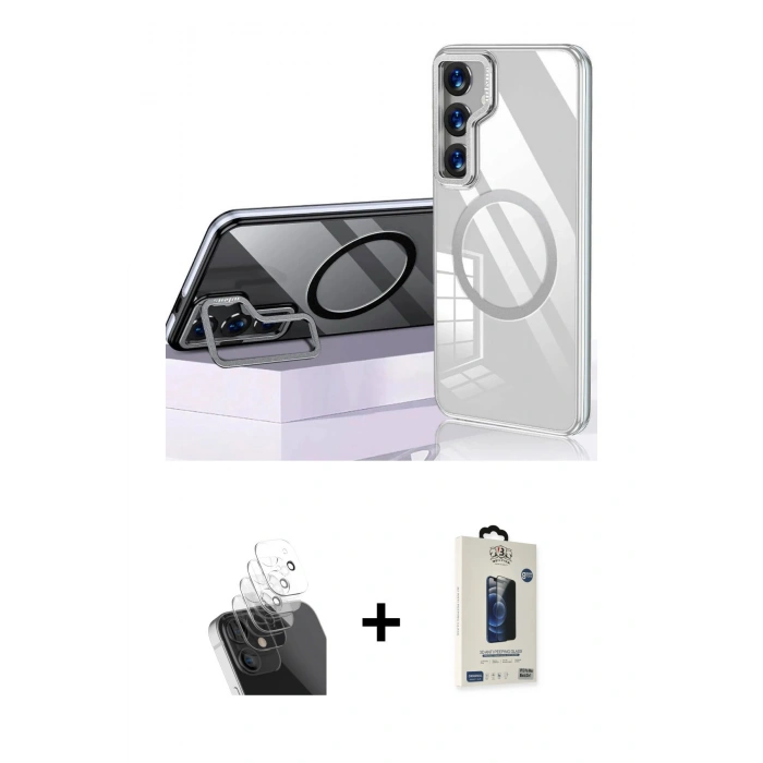 MARSİLYAN™- Galaxy S24 Kılıf Nova Doku - Siyah Bilvis Hayalet Cam Ekran Koruyucu + Kamera Lens Koruma Cam - SF