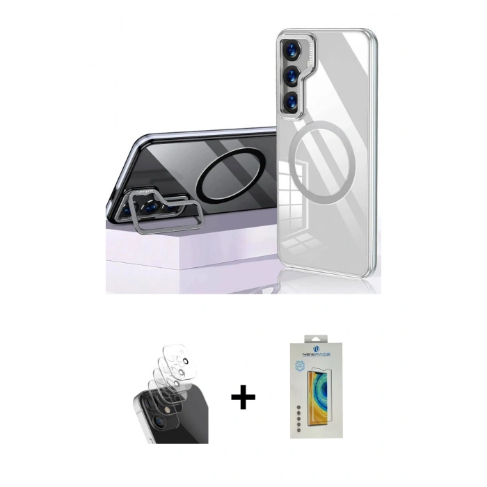 MARSİLYAN™- Galaxy S24 Kılıf Nova Doku - Siyah Polymer Nano Ekran Koruyucu + Kamera Lens Koruma Cam - SF