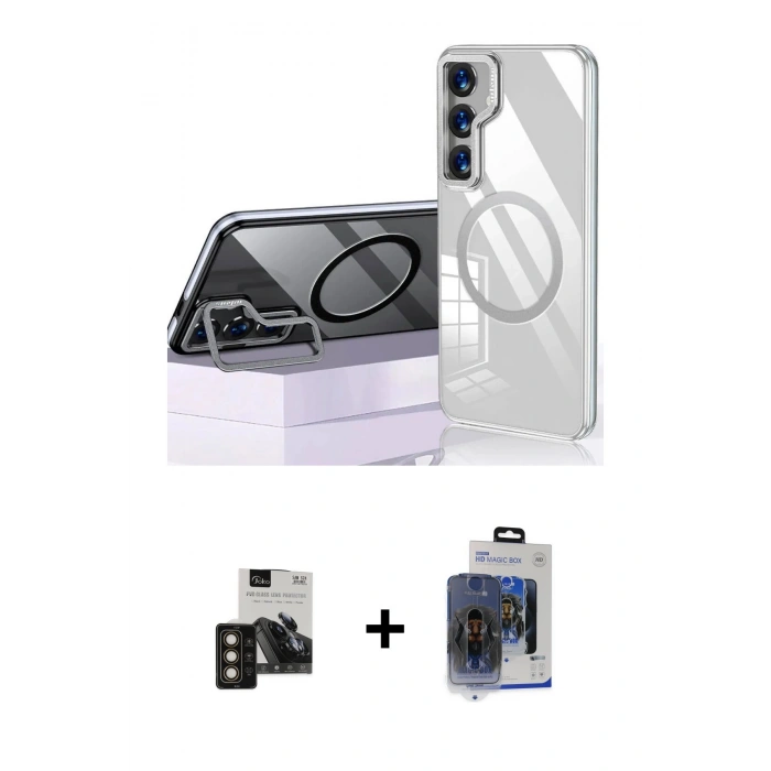 MARSİLYAN™- Galaxy S24 Kılıf Nova Doku - Siyah Vanessa Magic Cam + PVD Metal Kamera Lens - GD